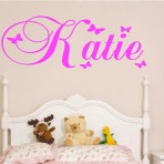 PERSONALISED KIDS NAMES IN BUTTERFLY VINYL WALL ART STICKER