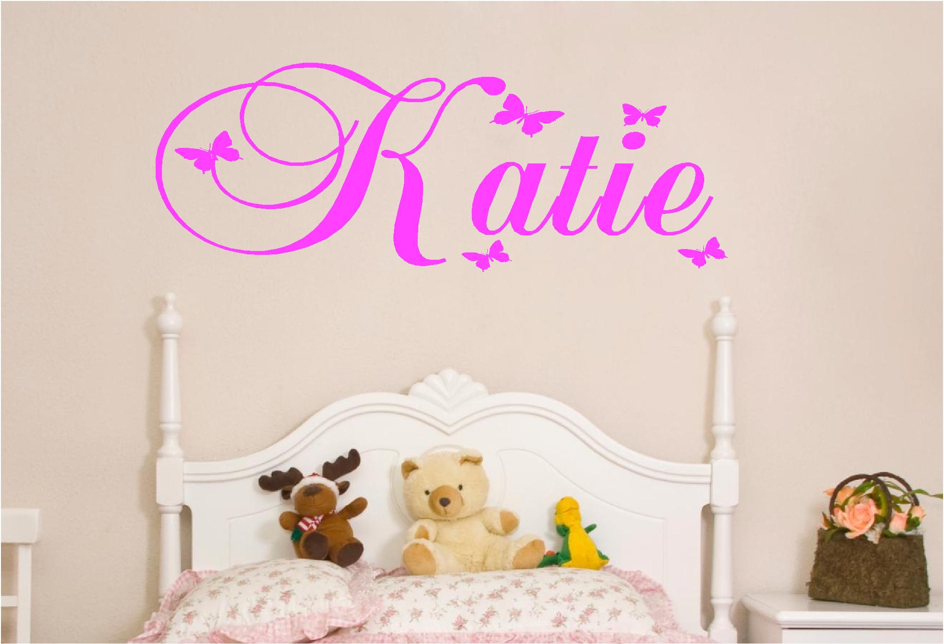 PERSONALISED KIDS NAMES IN BUTTERFLY VINYL WALL ART STICKER