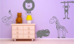 ZOO ANIMALS KIDS VINYL WALL ART STICKERS GRAPHICS LARGE