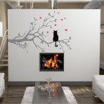 CAT IN A TREE VINYL WALL ART GRAPHICS INTERIOR DESIGN